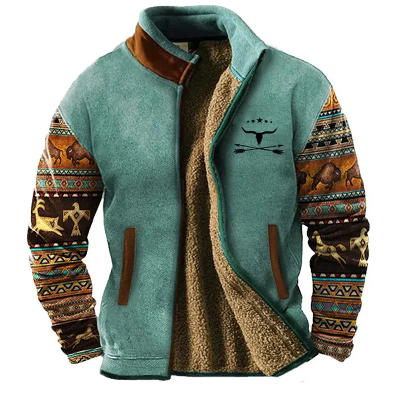 Casual Block Pattern Mens Jacket - Warm Stylish Coat