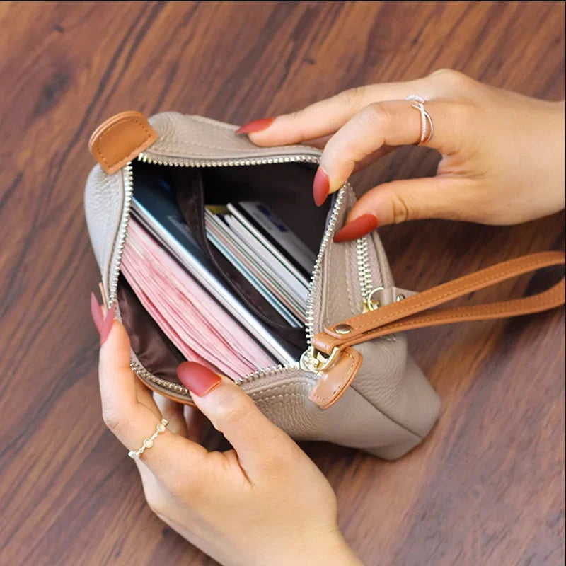 Elegant Faux Leather Wristlet Purse Bag