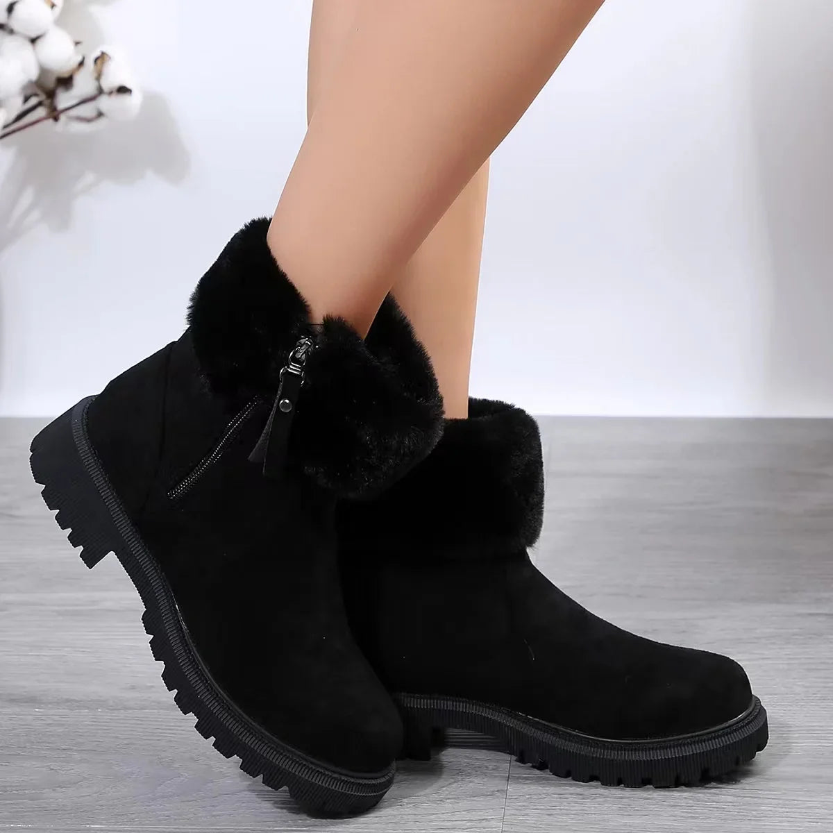 Soft Cuff Low Heel Ankle Boots