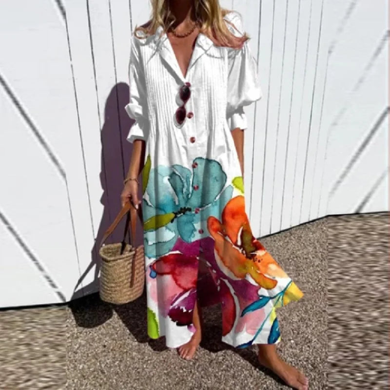 Elegant Women's Classic Collar Maxi Dress