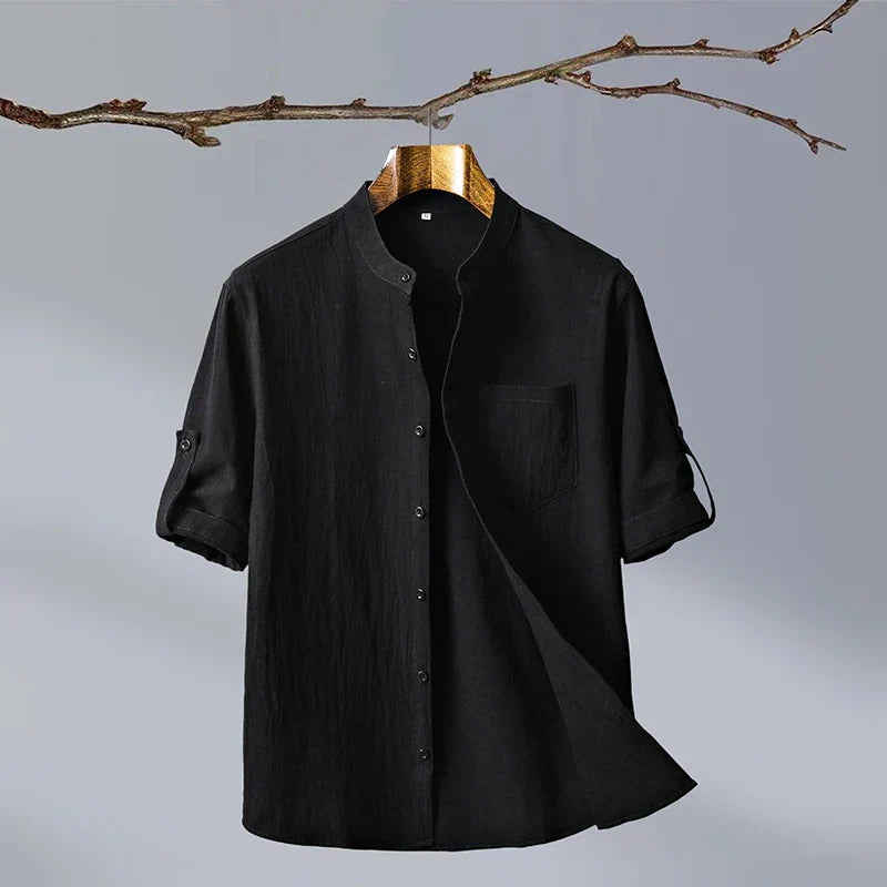 Casual V Neckline Shirt with Rounded Bottom Hem
