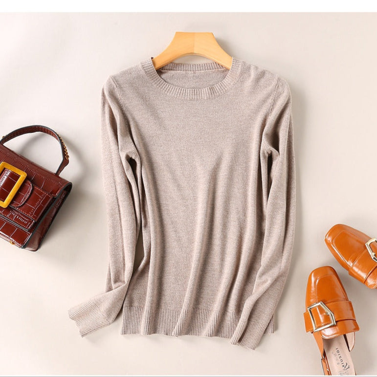 Women's Simple Crew Neck Sweater Long Sleeve