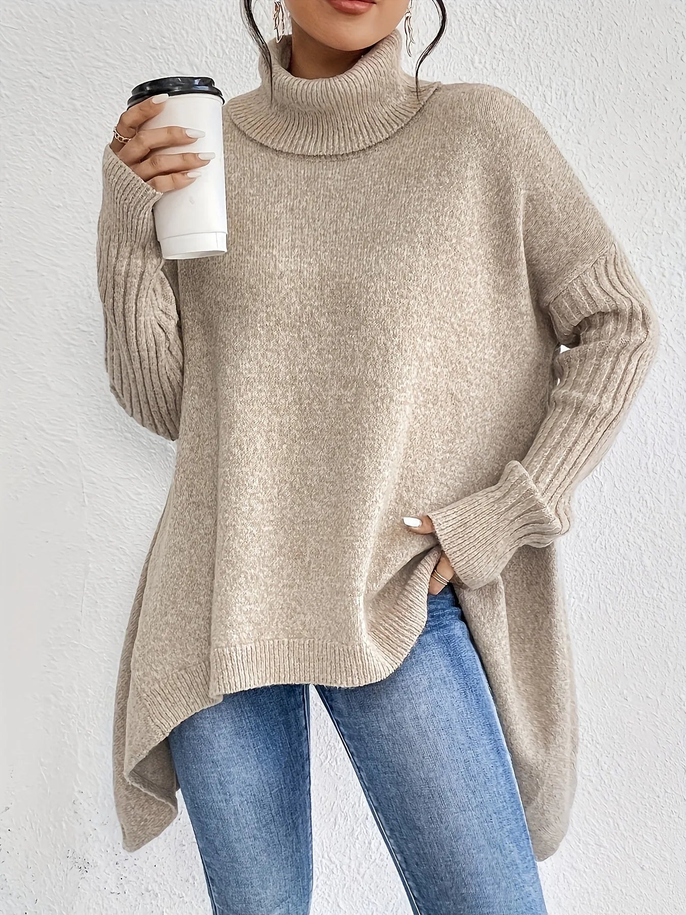 Large Crew Neck Knit Sweater