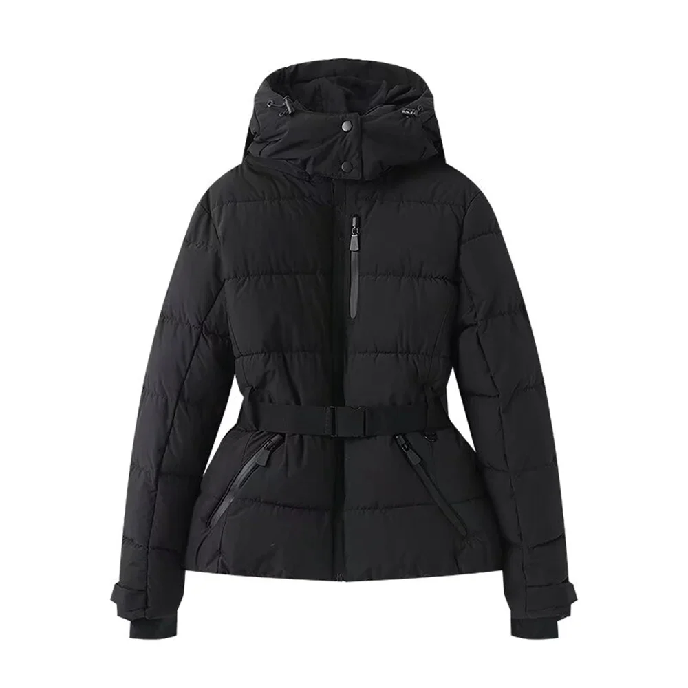Warm Women's Puffer Coat with Adjustable Waist Belt
