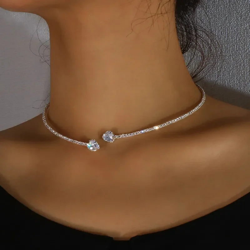 Sparkly Heart Choker Necklace