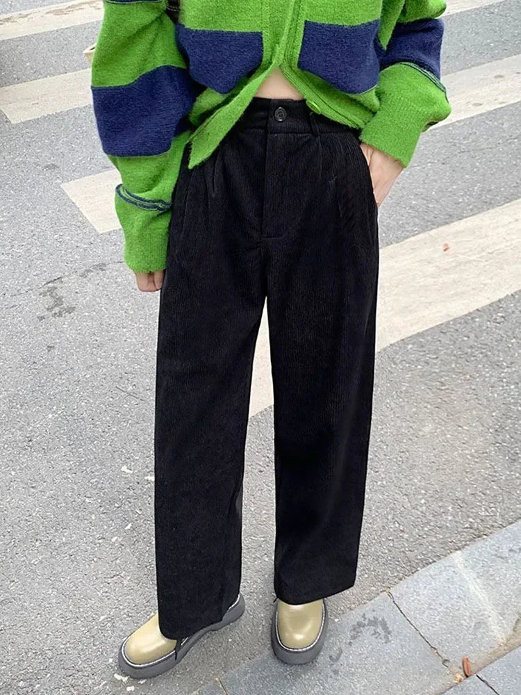 Comfortable High Waist Corduroy Pants for Women