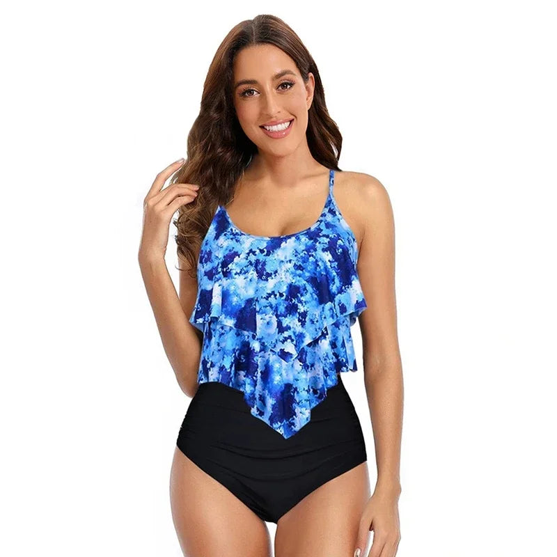 Women's High Waisted Ruffled Swimsuit Full Coverage