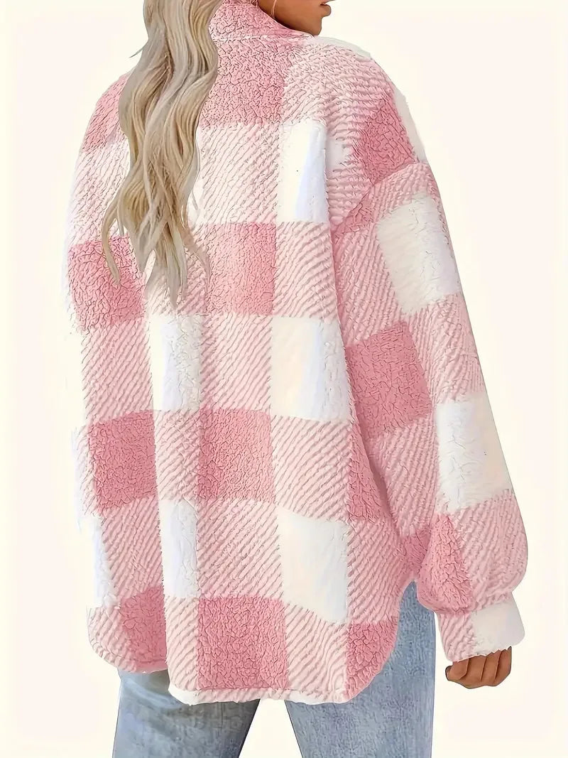 Warm Checked Fleece Coat