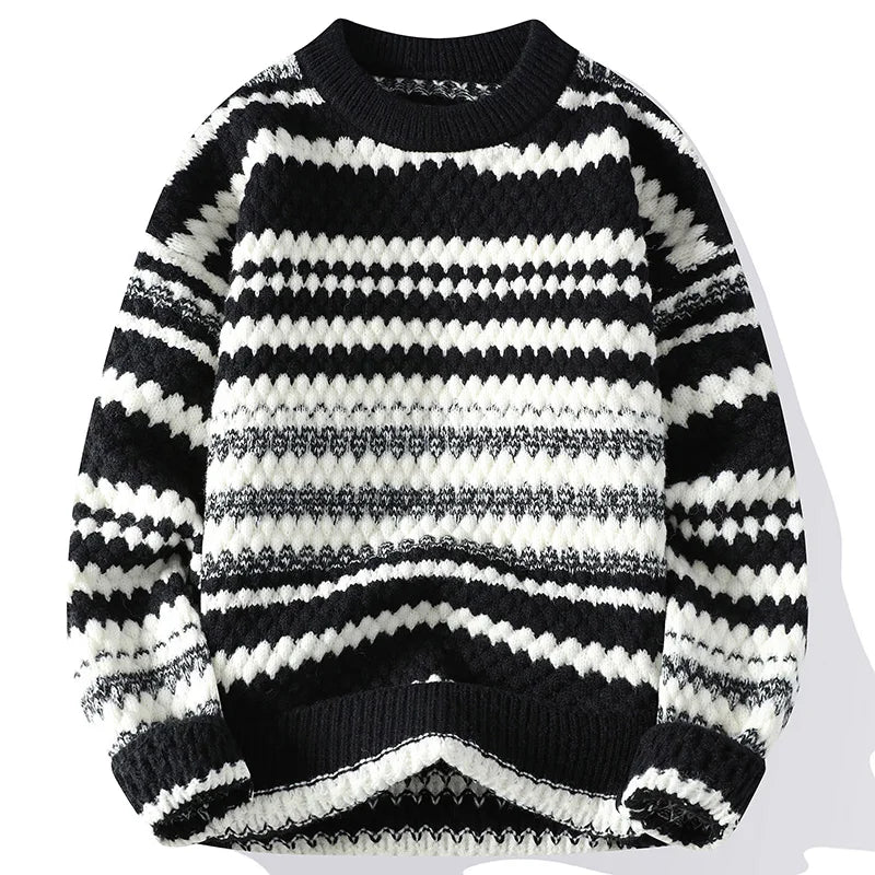 Casual Fit Striped Knit Sweater