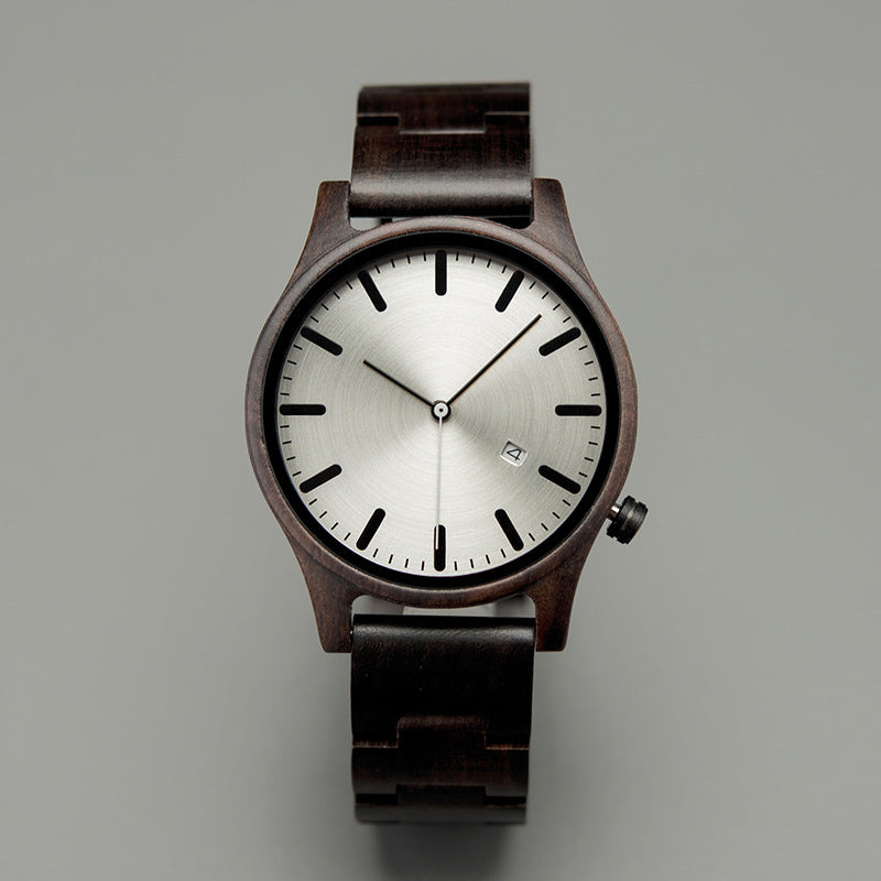 Simple Wooden Quartz Date Watch