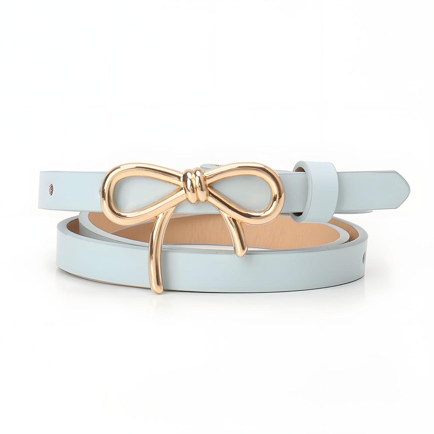 Slim Bow Buckle Leather Belt