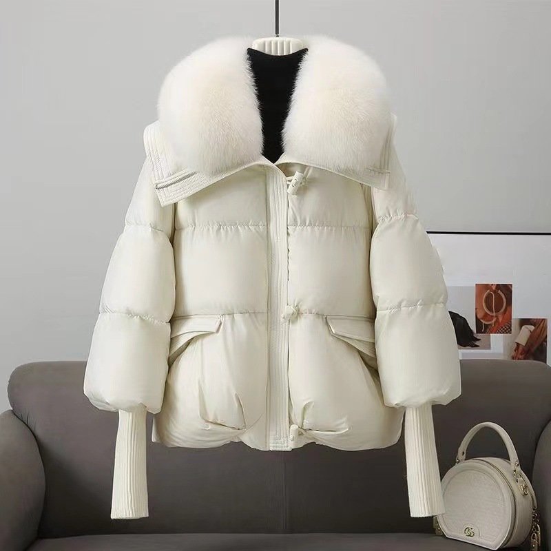 Relaxed Fit Quilted Parka Jacket with Faux Fur Trim