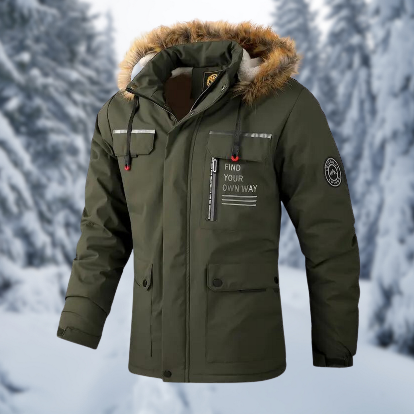 Casual Fit Fur Trim Parka Coat