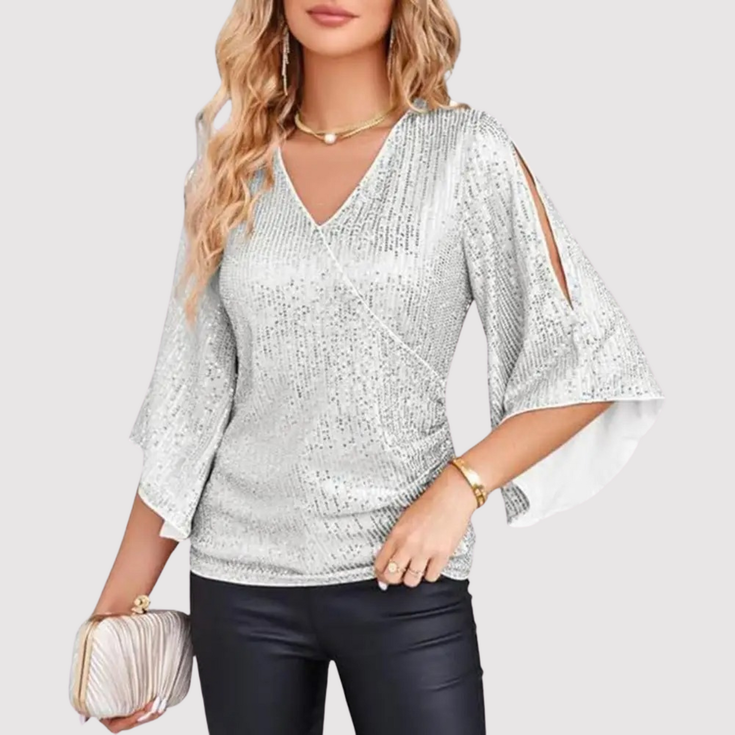 Glittering Ladies Short Sleeve Blouse