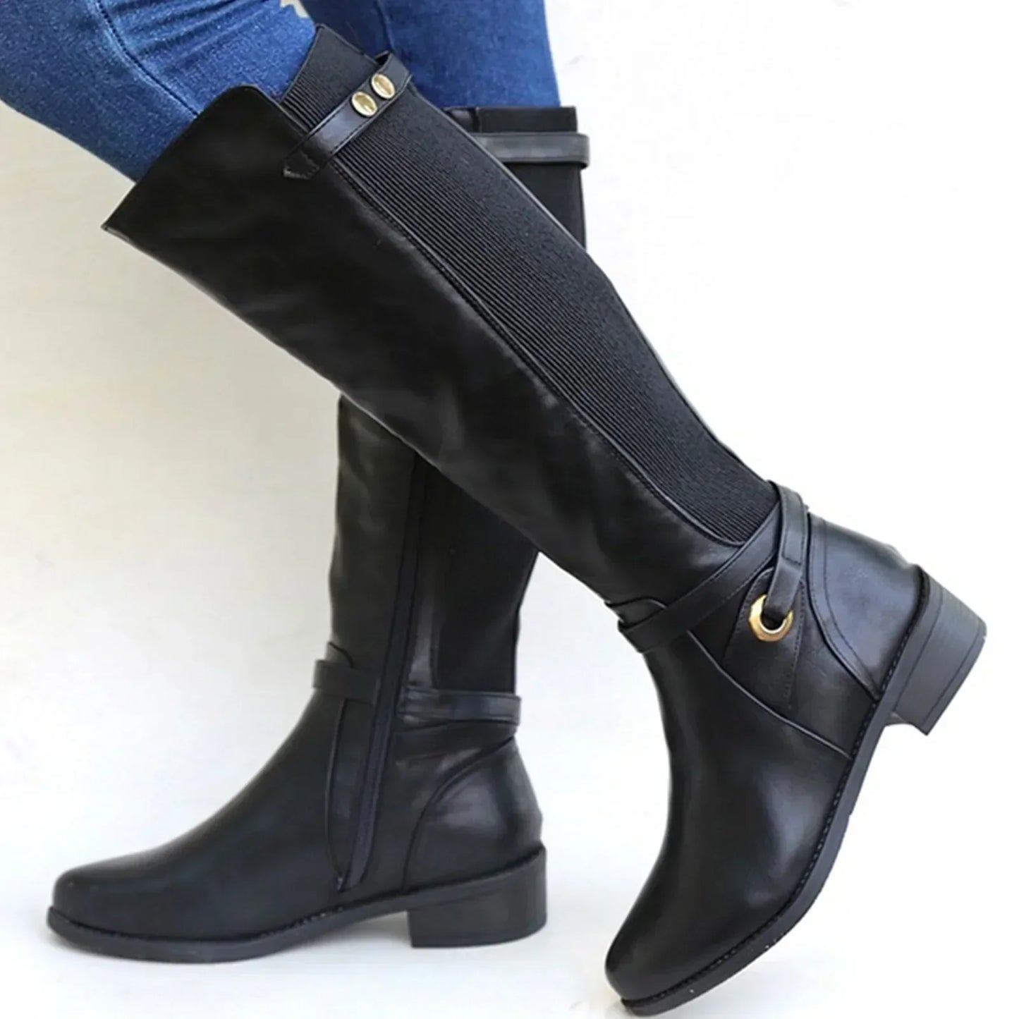 Avery | Women's Chic Tall Leather Block Heel Boots - Nocini