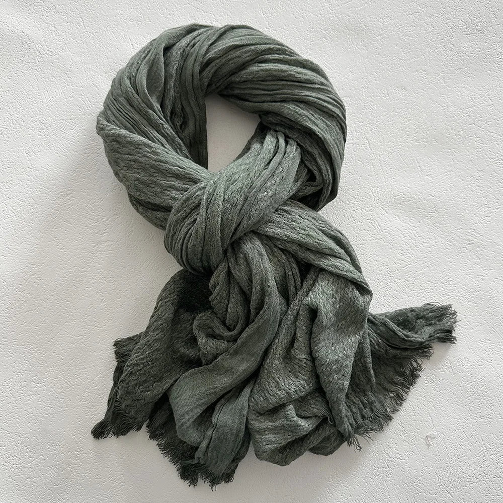 Soft Linen Lightweight Frayed Edge Scarf