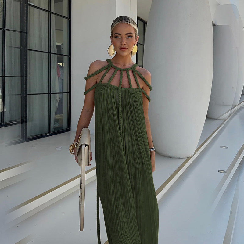 Flowy Women's Maxi Dress with Adjustable Straps
