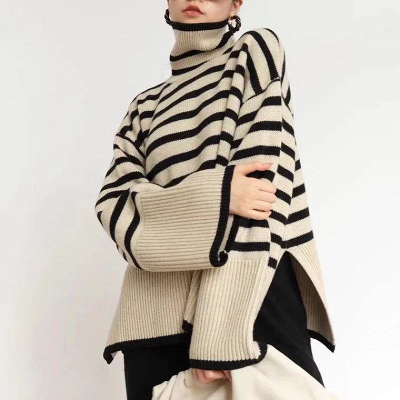 Cozy Oversized Striped Women's Sweater