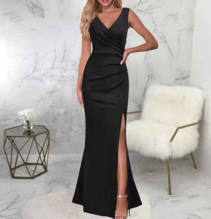 Ladies Formal V Neck Sleeveless Cocktail Dress - Nocini