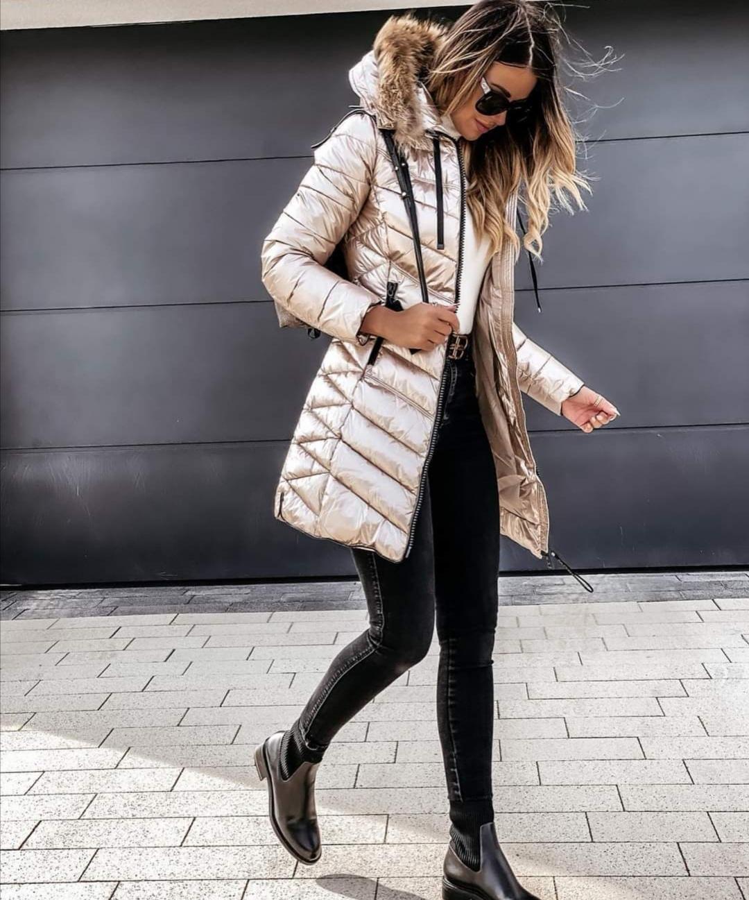 Rita | Women's Stylish Silver Padded Parka Coat