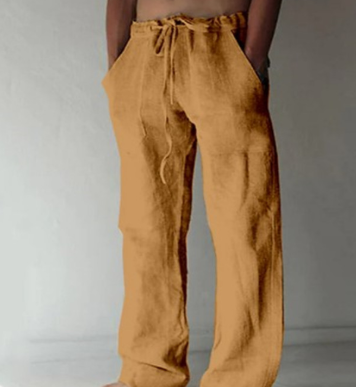 Relaxed Fit Linen Trousers for Men