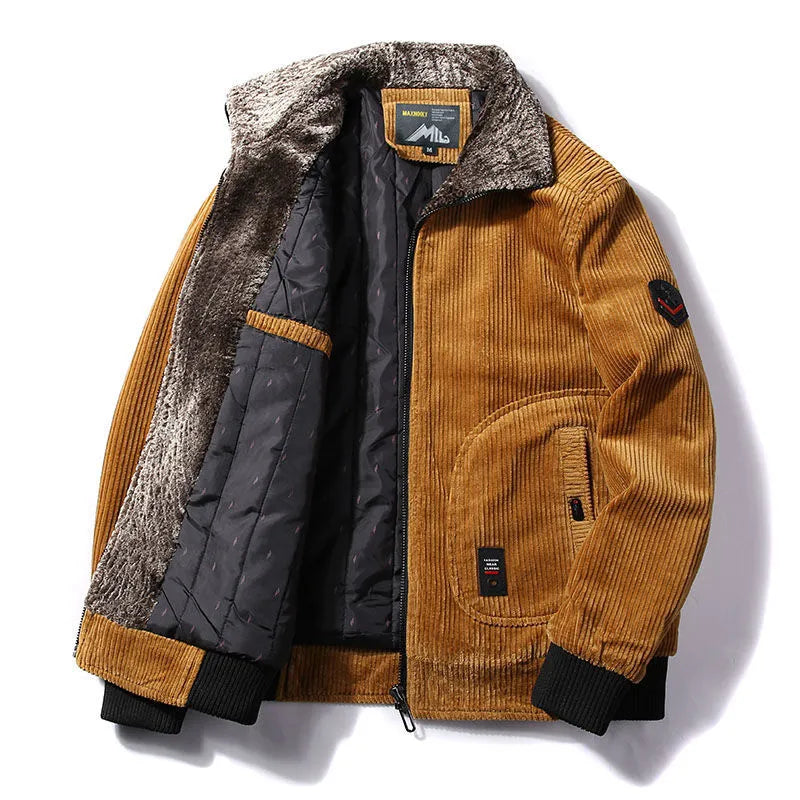 Warm Fur Trim Classic Bomber Jacket