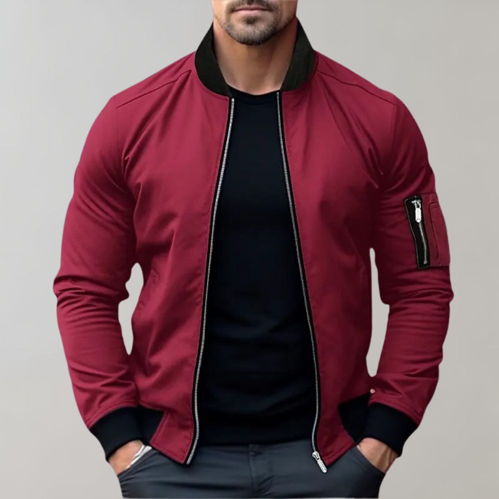Classic Fit Zip Up Bomber Jacket