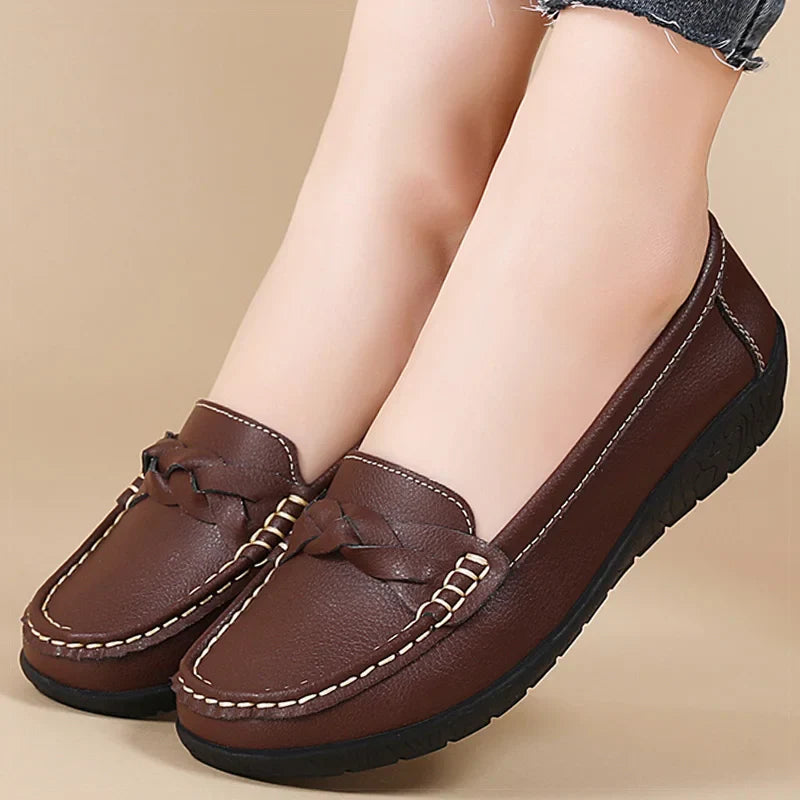 Classic Leather Slip On Shoes for Women