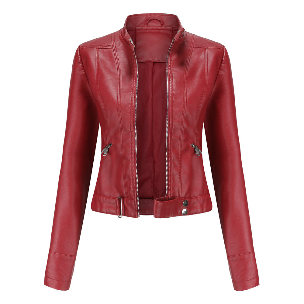 Classic Biker Leather Jacket with Zip Up Design