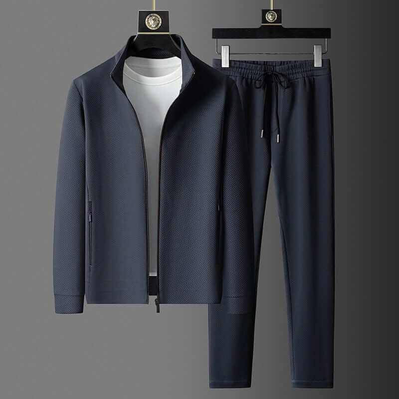 Men's Slim Fit Fleece Zip Up Tracksuit Set