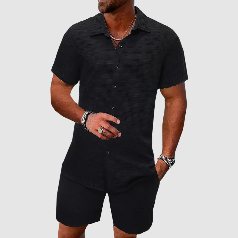 Men's Casual Shirt and Shorts Set – Loose Fit – Breathable Fabric