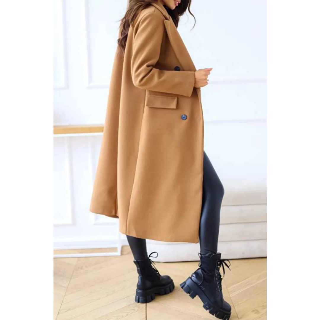 Warm Womens Oversized Wool Double Breasted Coat
