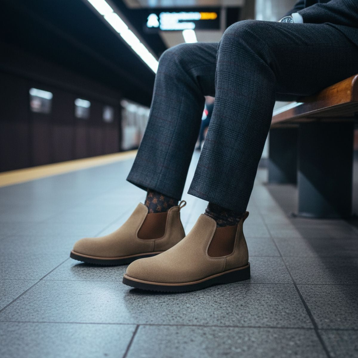 Luxury Men's Suede Chelsea Boot Shoes
