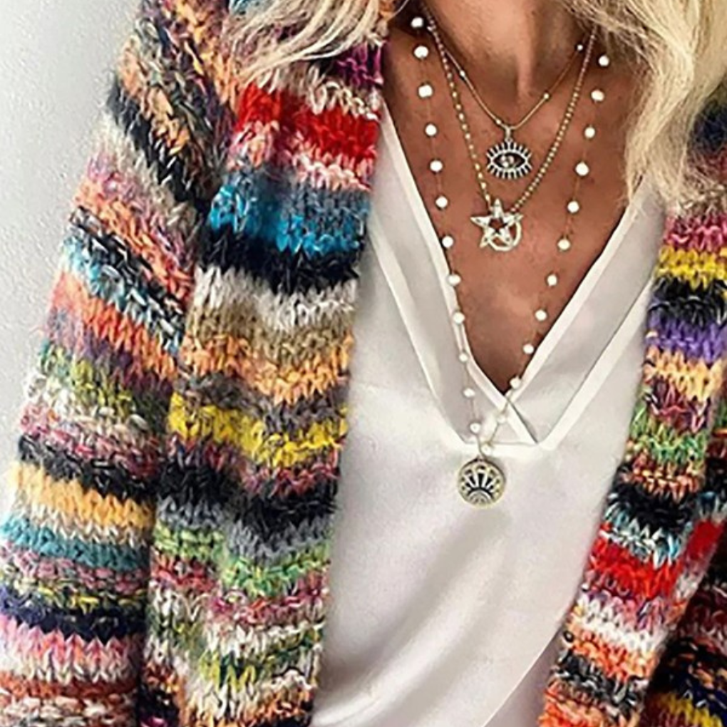 Ladies' Classic Striped Crew Neck Sweater