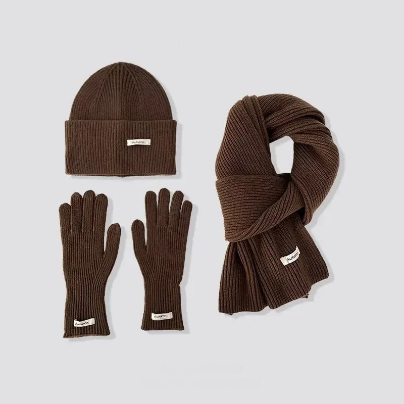 Warm Knitted Winter Set, Scarf, Hat and Gloves