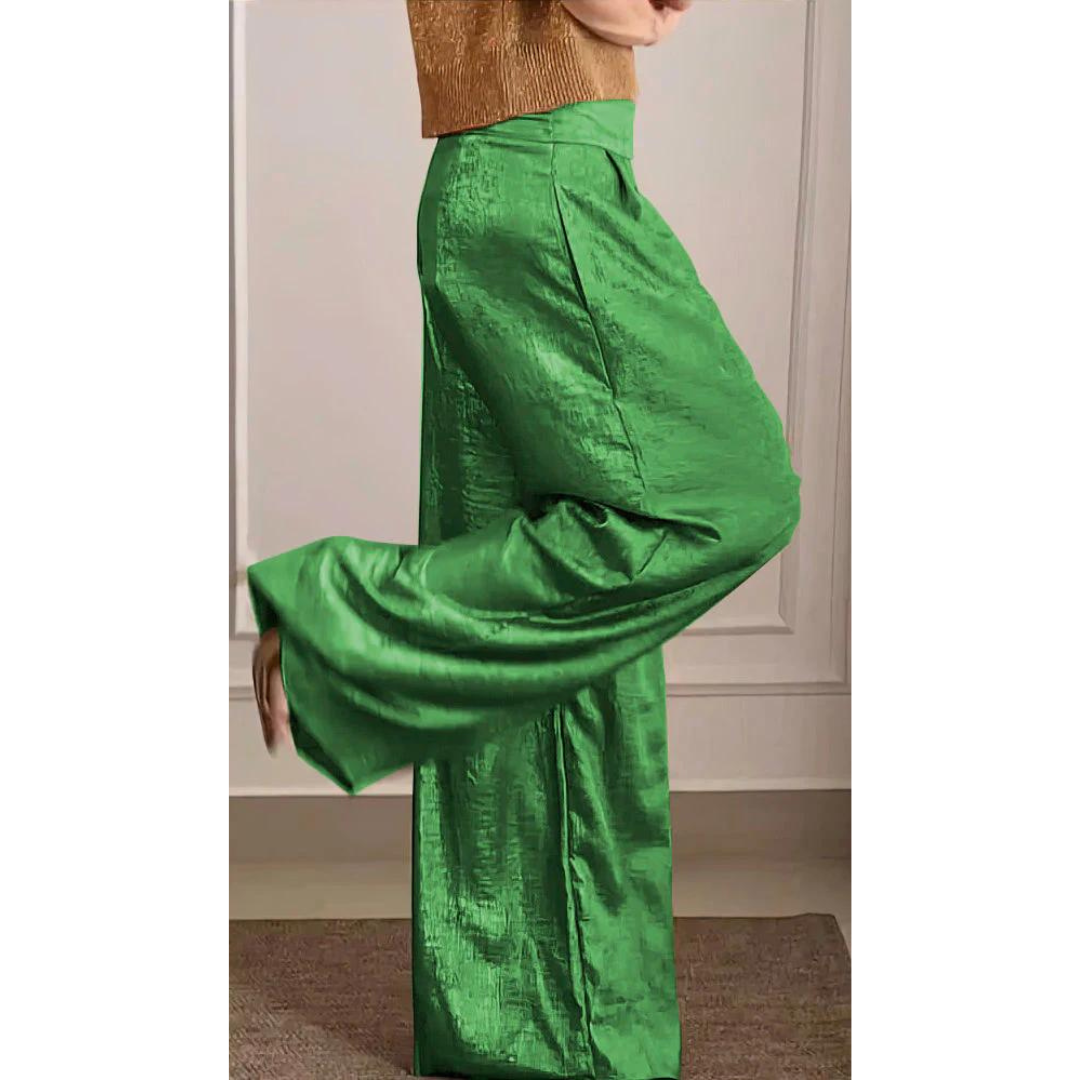 Soft V-Neck Sweater and Wide Leg Pants Set for Women