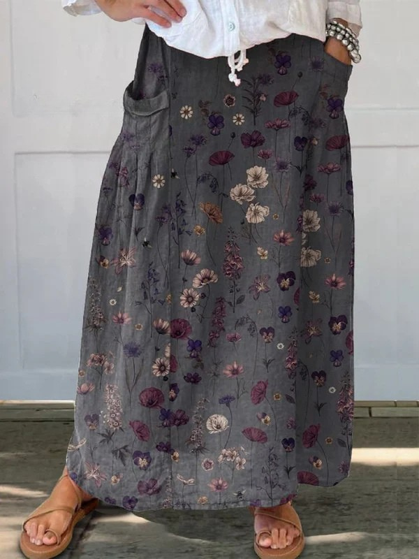 Floral Pattern Pocket Mini Skirt - Olytrend