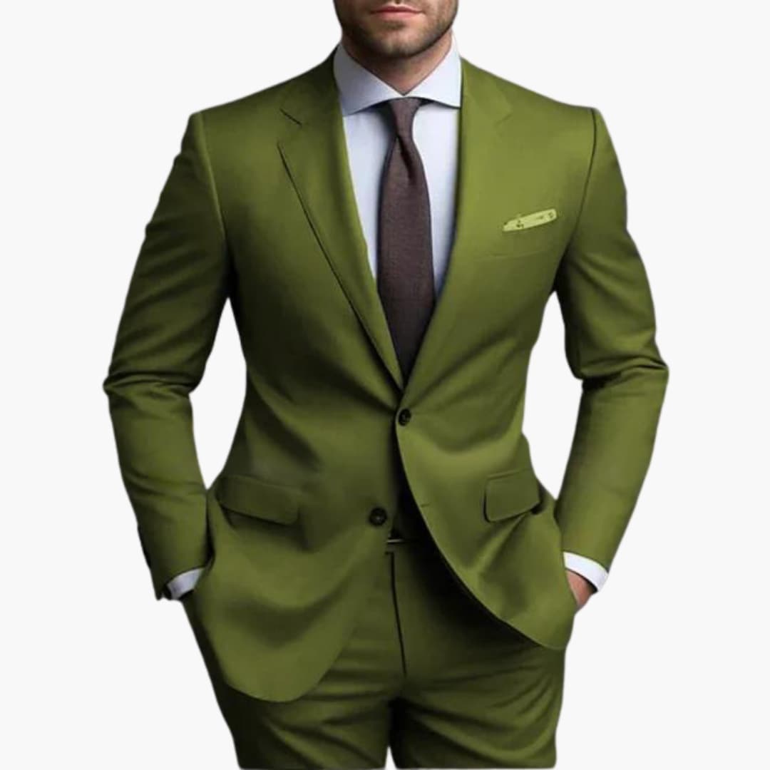 Men's 2 Piece Slim Fit Suit with Classic Lapel - Olytrend