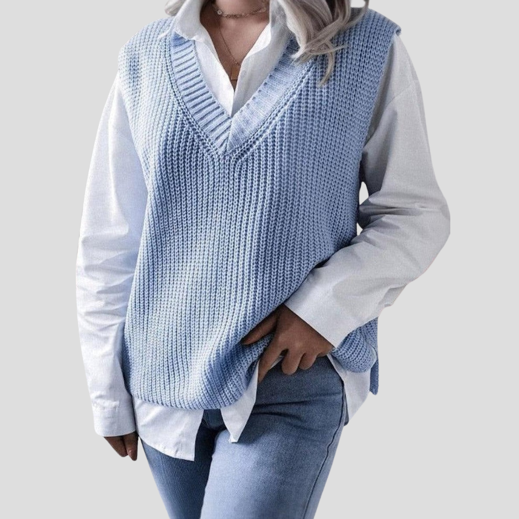 Ladies Navy Tank Top Sweater - Olytrend