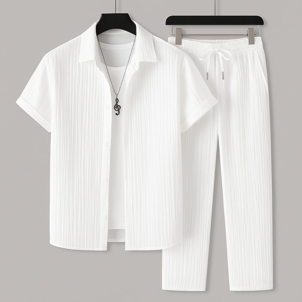 Men's Casual Shorts Set – Loose Fit Shirt and Pants