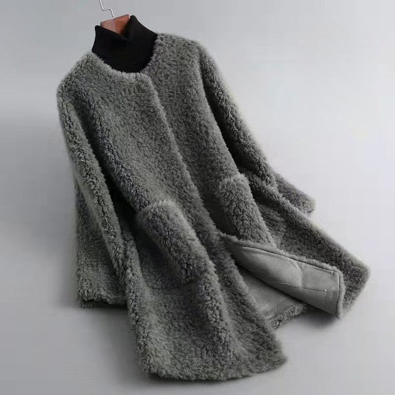 Casual Open Front Wool Coat with Pockets