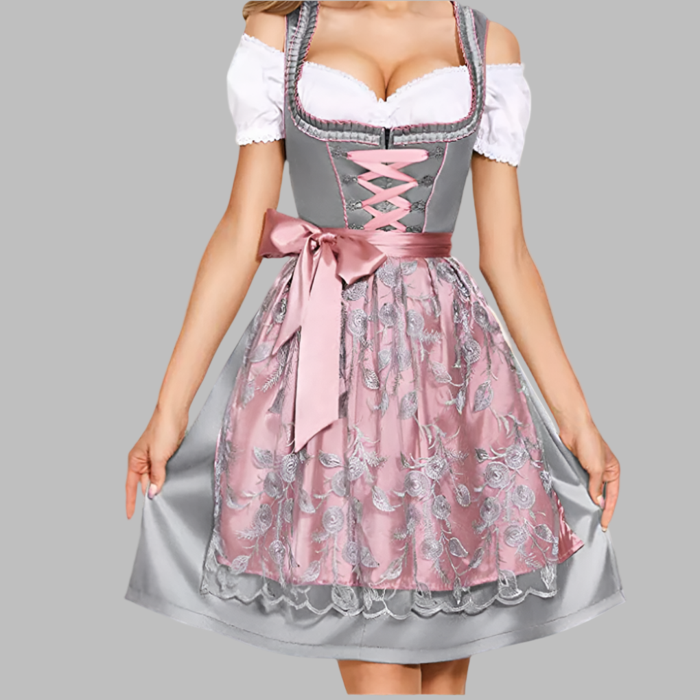 Classic Female Folk Dress with Apron and Top - Olytrend