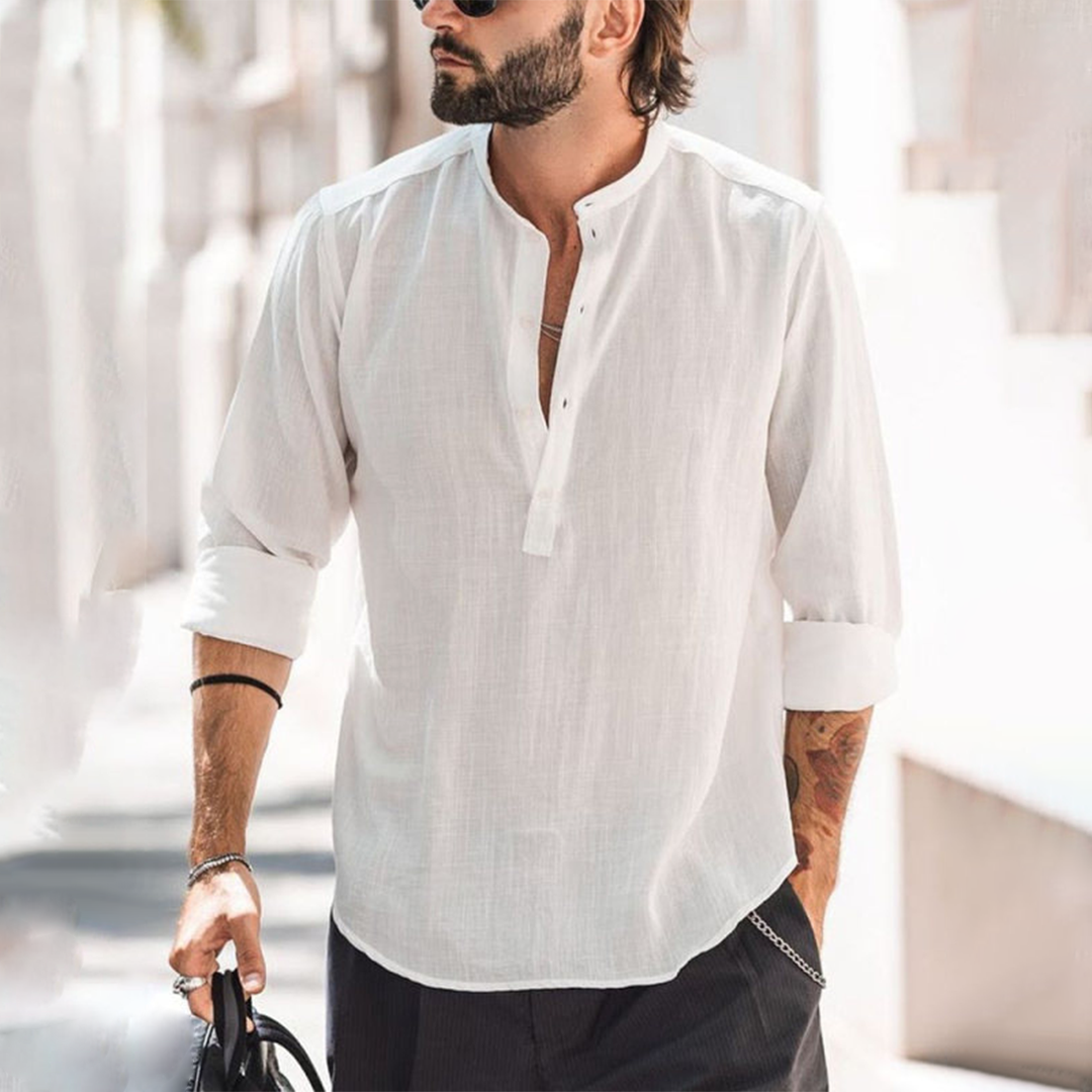 Casual Mens Shirt Loose Fit Long Sleeve