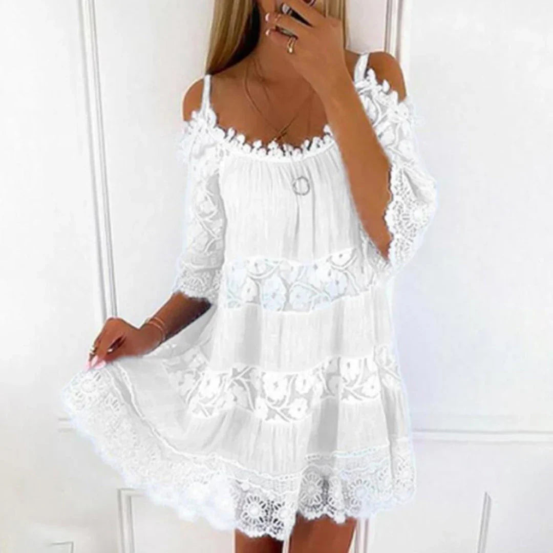 Sunny Boho Lace Embroidered Mini Dress