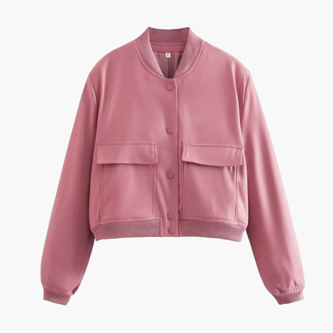 Ladies Short Bomber Jacket with Fitted Style