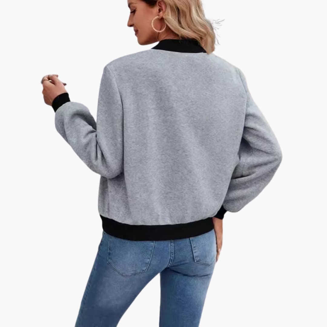 Ladies' Fashion Bomber Jacket with Zip Pockets