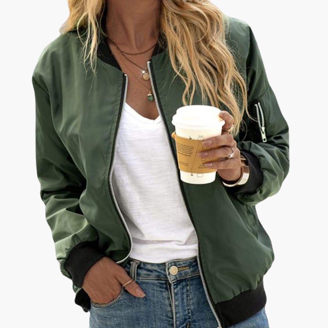 Ladies' Classic Fit Bomber Jacket with Elastic Sleeves