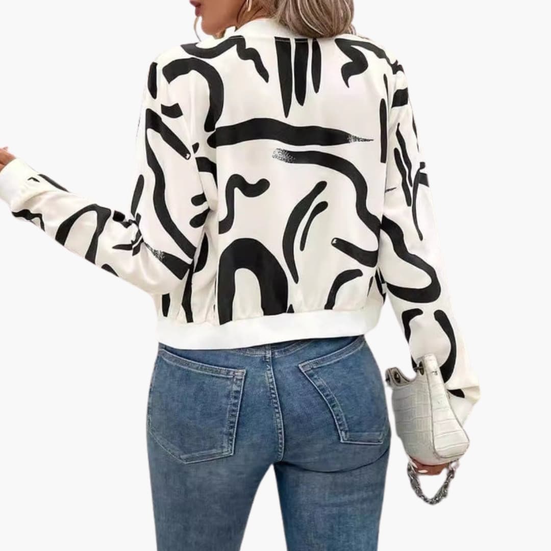 Ladies' Zip Up Printed Bomber Jacket