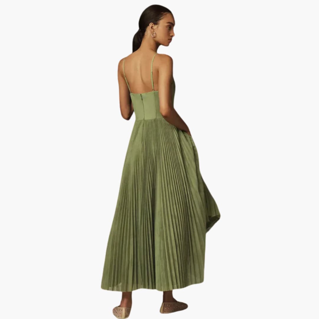 Ladies' Floral Midi Dress with Ruffles and Sleeveless Fit