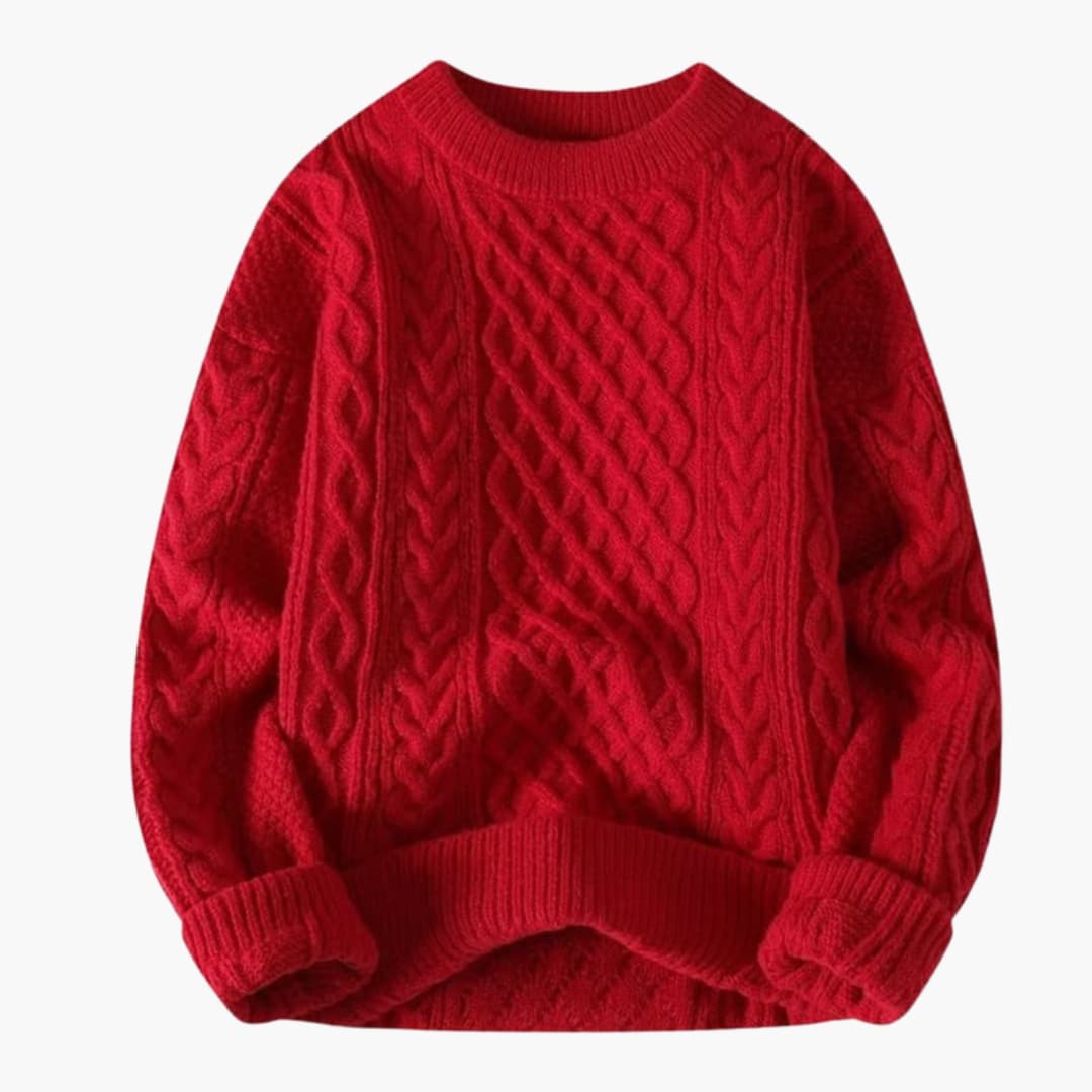 Classic Crew Neck Long Sleeve Wool Sweater